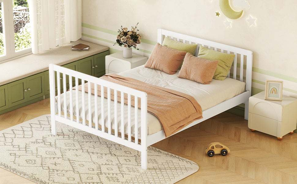 Convertible Crib/Full Size Bed with Changing Table, White