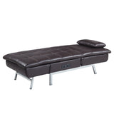 ACME Padilla Chaise Lounge w/Pillow & USB Port in Brown Fabric  LV00825