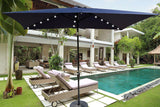 10 x 6.5t Rectangular Patio Solar LED Lighted Outdoor Umbrellas with Crank and Push Button Tilt for Garden Backyard Pool Swimming Pool