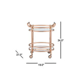 ACME Lakelyn Serving Cart, Rose Gold & Clear Glass 98192