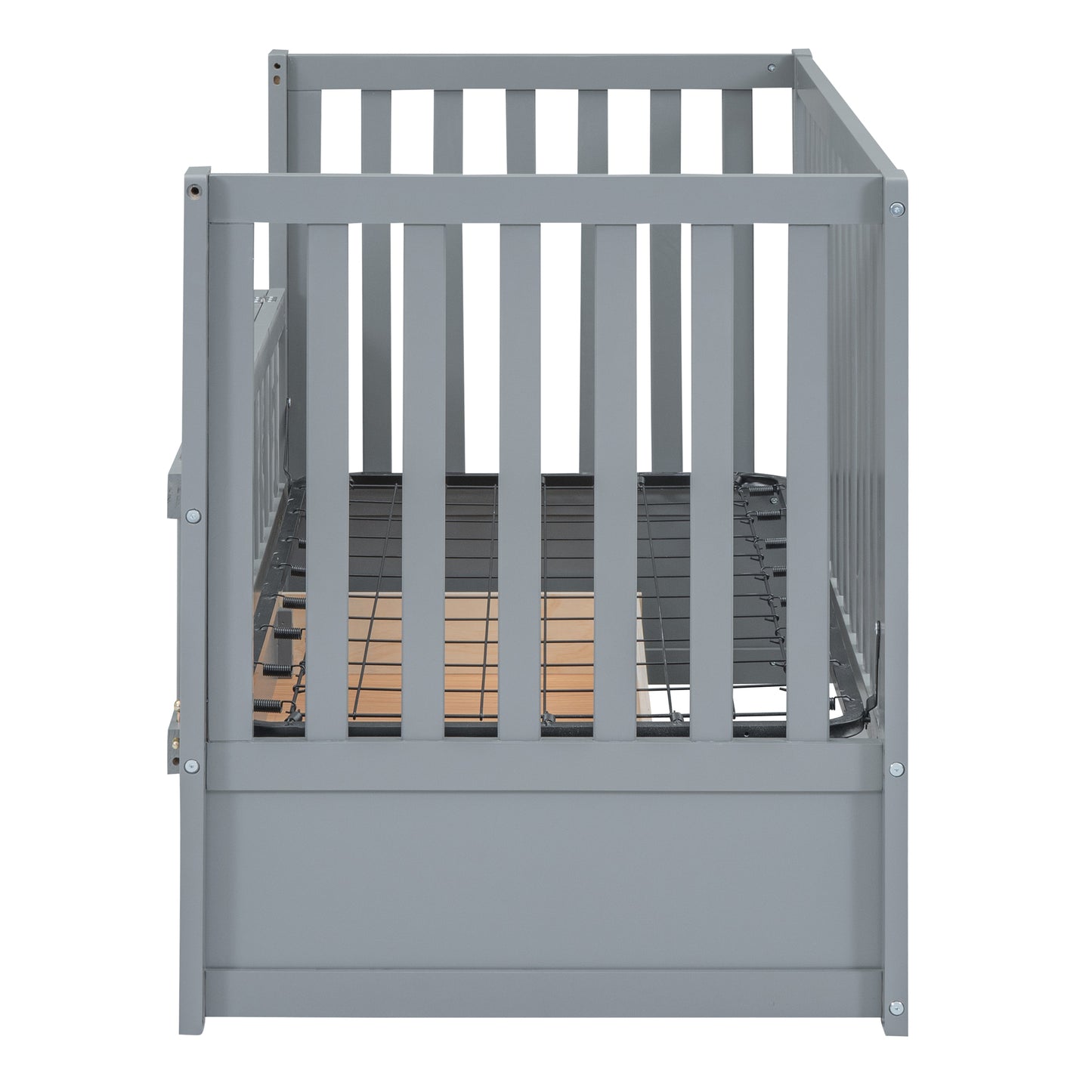 Crib with Drawers and 3 Height Options, Gray