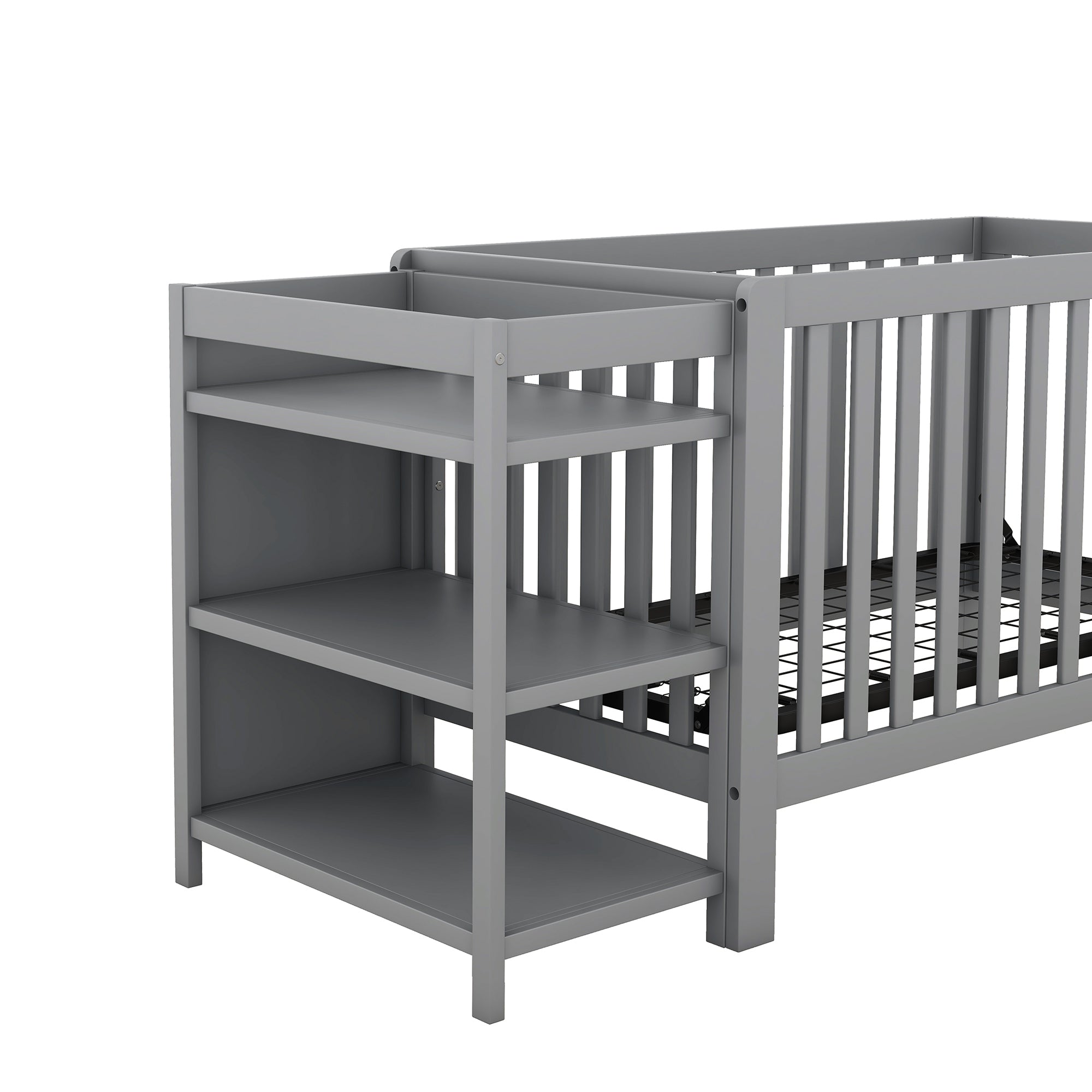 Convertible Crib with Changing Table, Gray