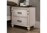 Antique White / Gray 1pc Nightstand Two-Tone Design Dark Bronze Bar Pull Pulls Solidwood Bedside Table Bedroom