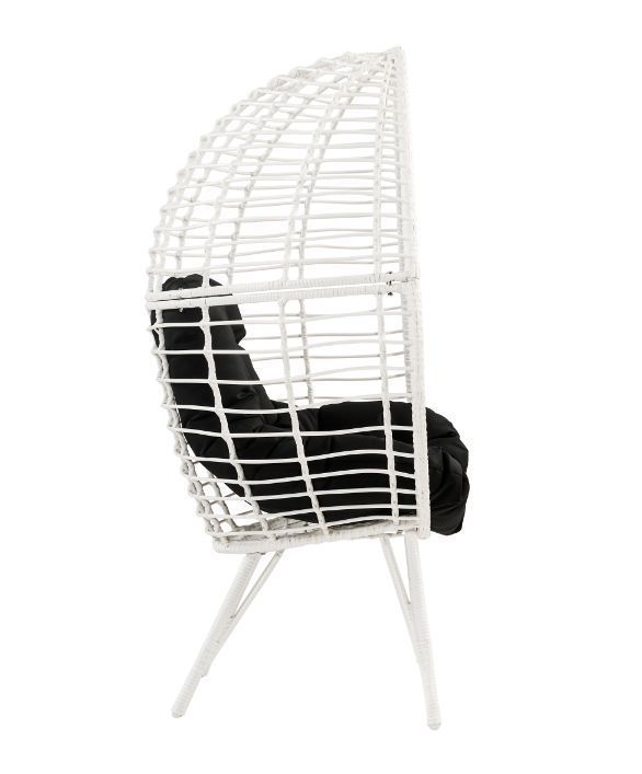 ACME Galzed Patio Lounge Chair, Black Fabric & White Wicker 45109