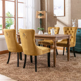 Nikki Collection Modern, High-end Tufted Solid Wood Contemporary Velvet Upholstered Dining Chair with Wood Legs Nailhead Trim 2-Pcs Set,Gloden, SW2001GL