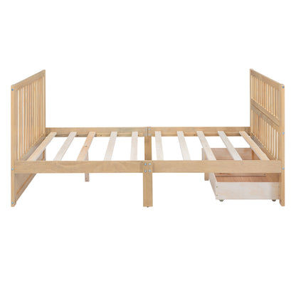 Convertible Crib/Full Size Bed with Drawers and 3 Height Options, Natural