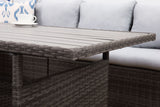 7-Pieces PE Rattan Wicker Patio Dining Sectional Cusions Sofa Set with Grey cushions