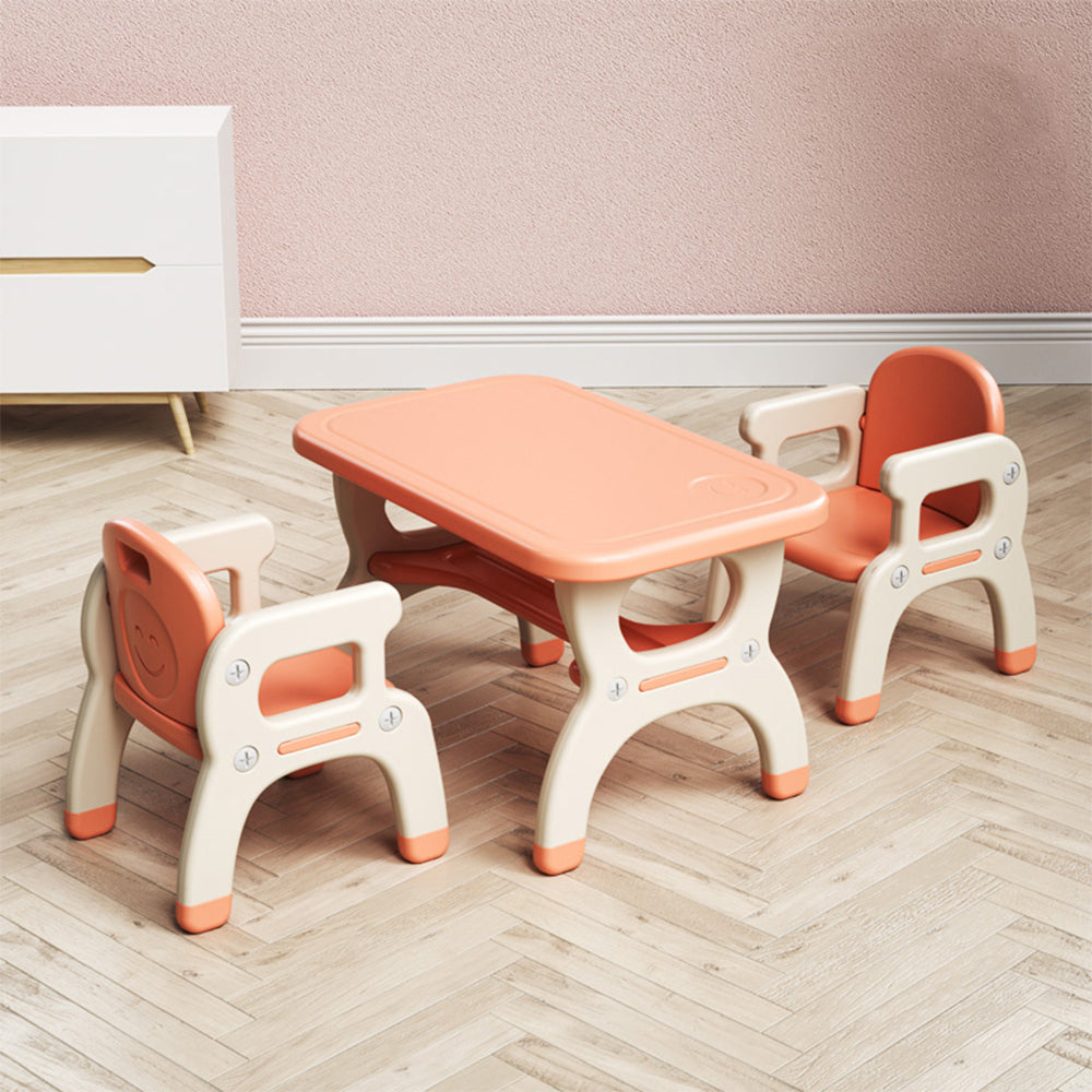 Premium Kids pink color  Learning Desk and Chair Set Ideal for Preschoolers, Home Use, and Kindergarten (One desk and Two Chairs)