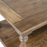 U_STYLE Rustic Floor Shelf Coffee Table with Storage,Solid Pine Wood (As same As WF287269AAE)