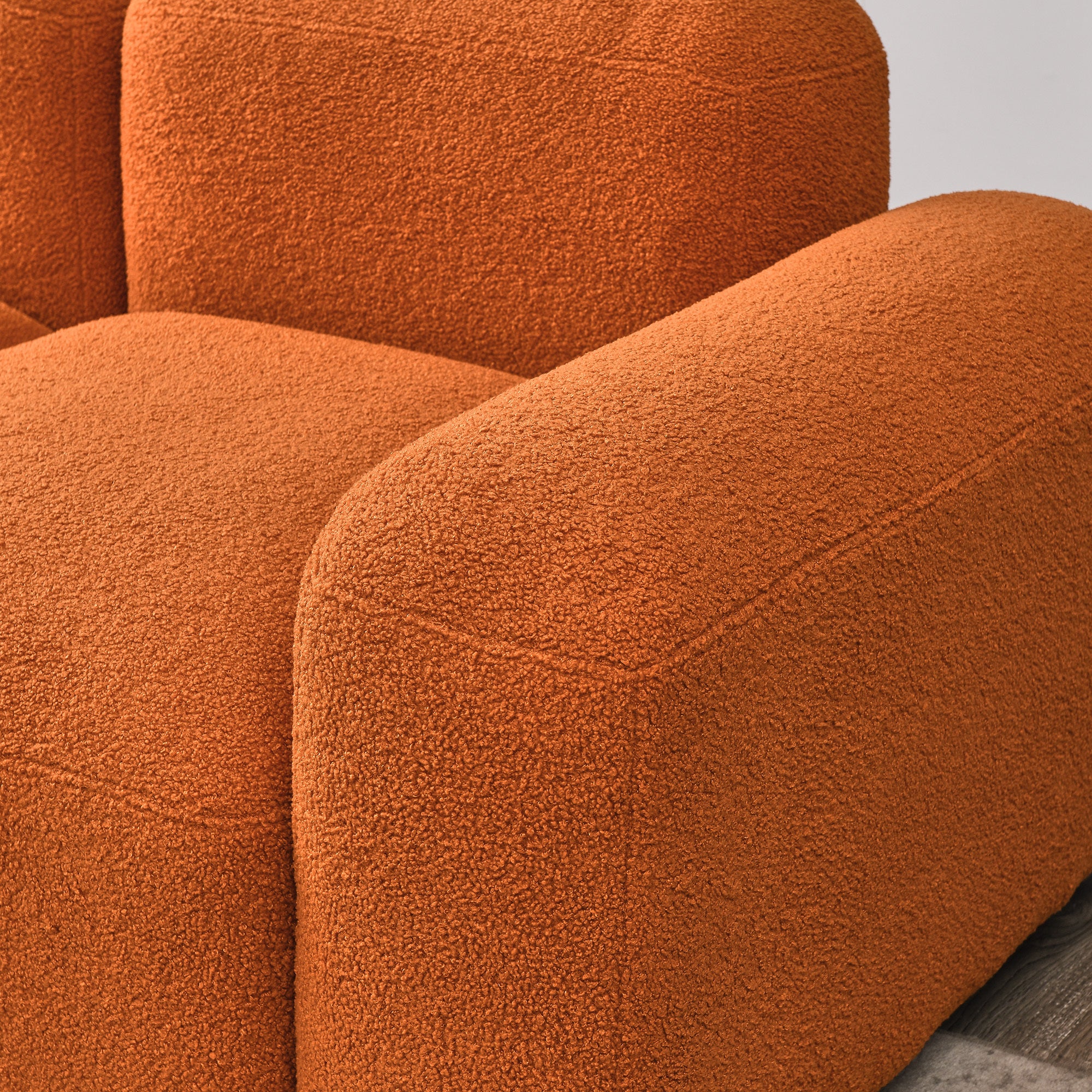 L-Shape Modular Sectional Sofa,DIY Combination,Teddy Fabric,Orange.