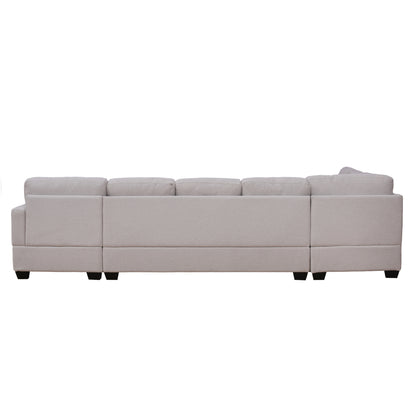 Ustyle Modern Large Upholstered  U-Shape Sectional Sofa, Extra Wide Chaise Lounge Couch,  Beige