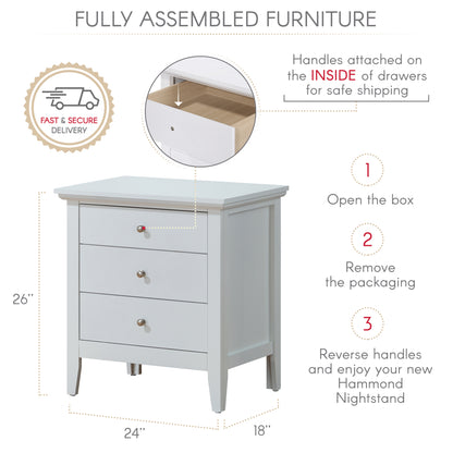 Glory Furniture Hammond G5490-N 3 Drawer Nightstand , White