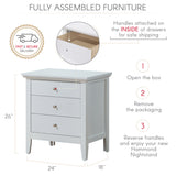 Glory Furniture Hammond G5490-N 3 Drawer Nightstand , White