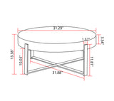 31.29"Modern Retro Splicing Round Coffee Table ,  Fir Wood Table Top with Cross Legs Metal Base(Same SKU:W757123560)