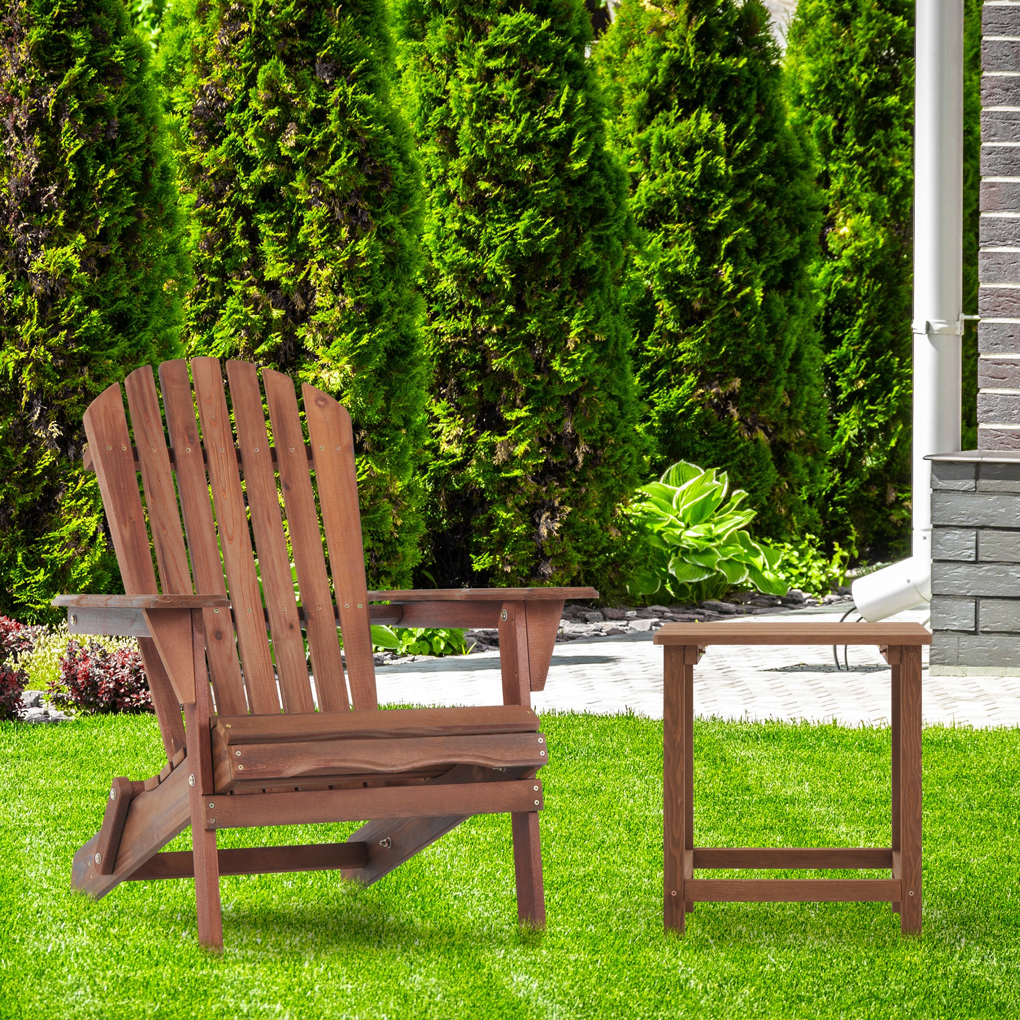 Wooden Outdoor Folding Adirondack Chair Set of 2 Wood Lounge Patio Chair for Garden,Garden, Lawn, Backyard, Deck, Pool Side, Fire Pit,Half Assembled,