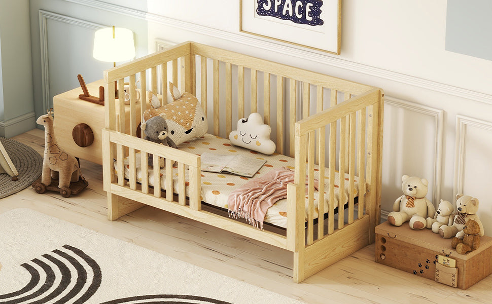 Convertible Crib with Changing Table, Natural