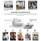 [Video] Welike Swivel Accent Barrel Modern Sofa Lounge Club Big Round Chair with Storage Ottoman Linen Fabric for Living Room Hotel with Pillows,Teddy White (Ivory)