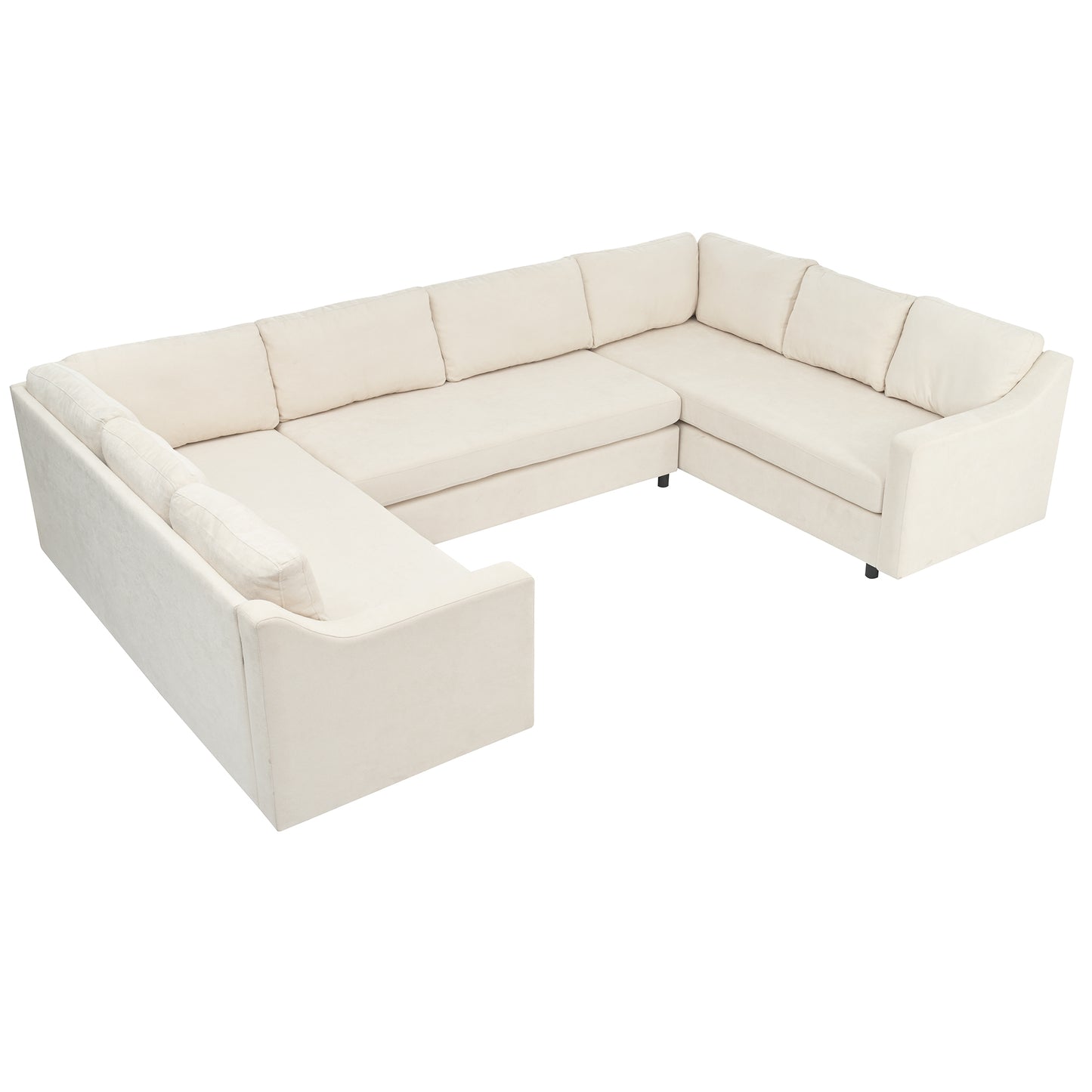 U_Style 3 Pieces Upholstered U-Shaped Large Sectional Sofa with Thick Seat and Back cushions