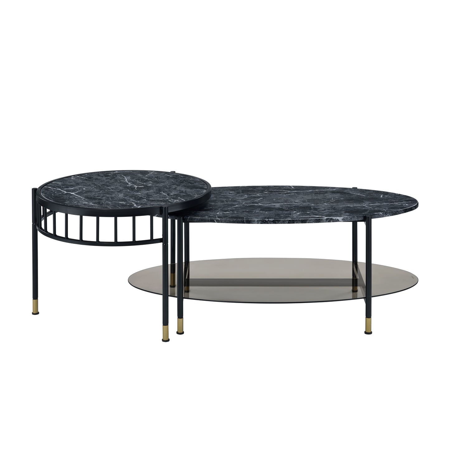 ACME Silas Nesting Coffee Table, Faux Marble Top & Black Finish LV01088