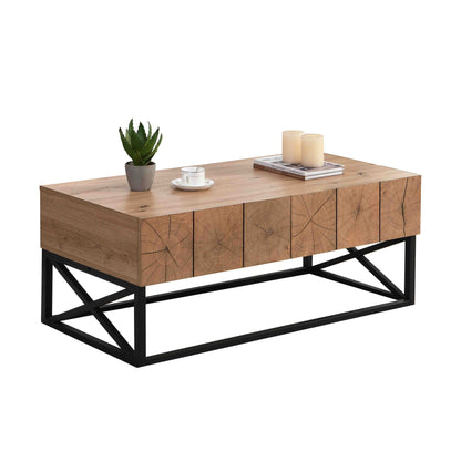 43.31'' Luxury Coffee Table with Two Drawers, Industrial Coffee Table for Living Room, Bedroom & Office