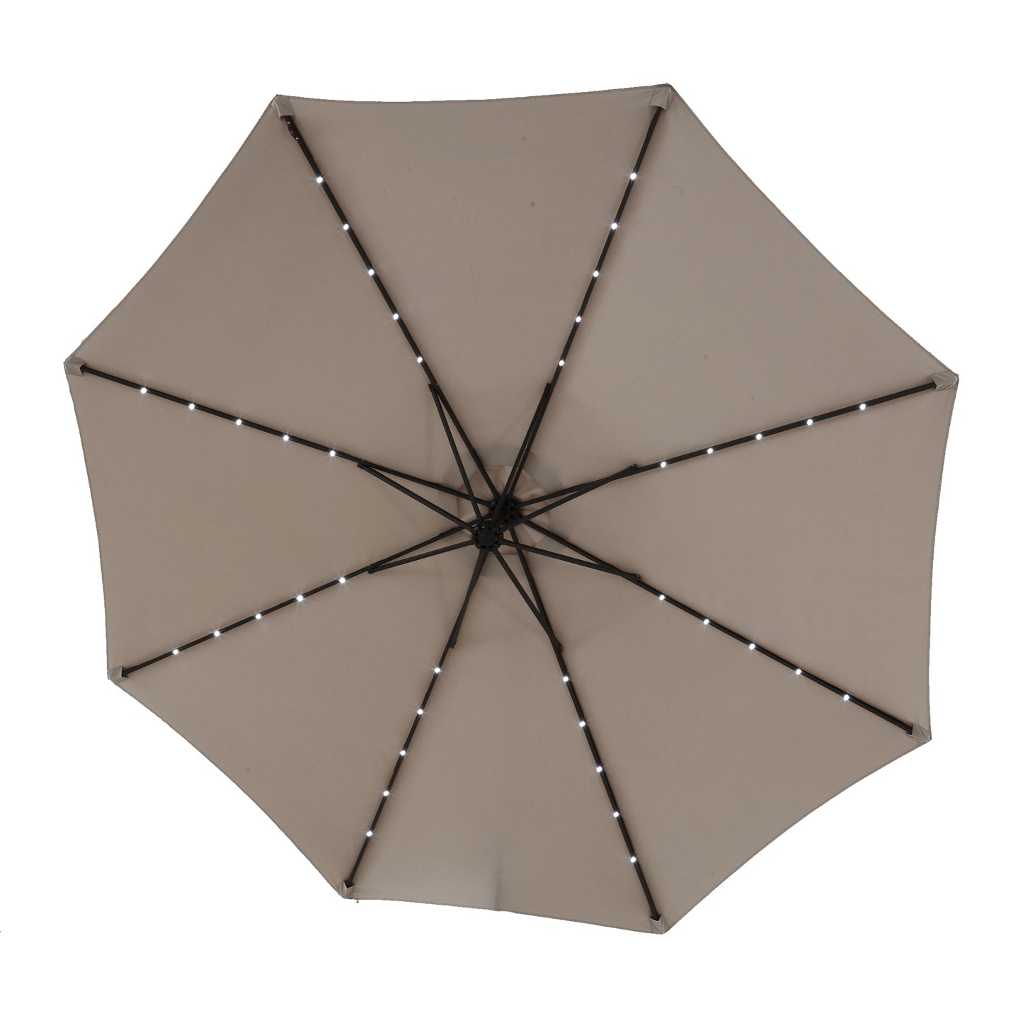 10ft Solar LED Offset Hanging Market Patio Umbrella  ( khaki )