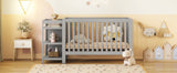 Convertible Crib with Changing Table, Gray