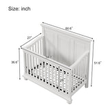 Traditional Farmhouse Style 4-in-1 Full Size Convertible Baby Crib - Converts to Toddler Bed, Daybed and Full-Size Bed, White