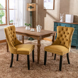 Nikki Collection Modern, High-end Tufted Solid Wood Contemporary Velvet Upholstered Dining Chair with Wood Legs Nailhead Trim 2-Pcs Set,Gloden, SW2001GL