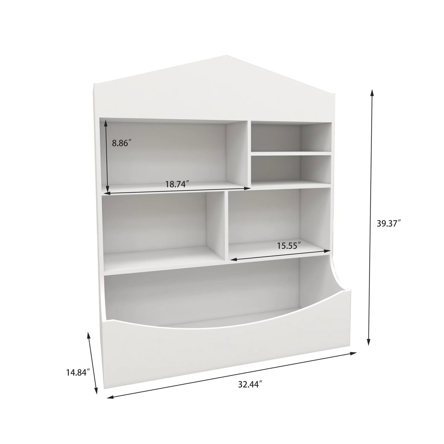 Children's Multi-Functional 7 Shelf Bookcase, Storage Display, Rack, Organizer, White,14.37" D x 31.50" W x39.37" H