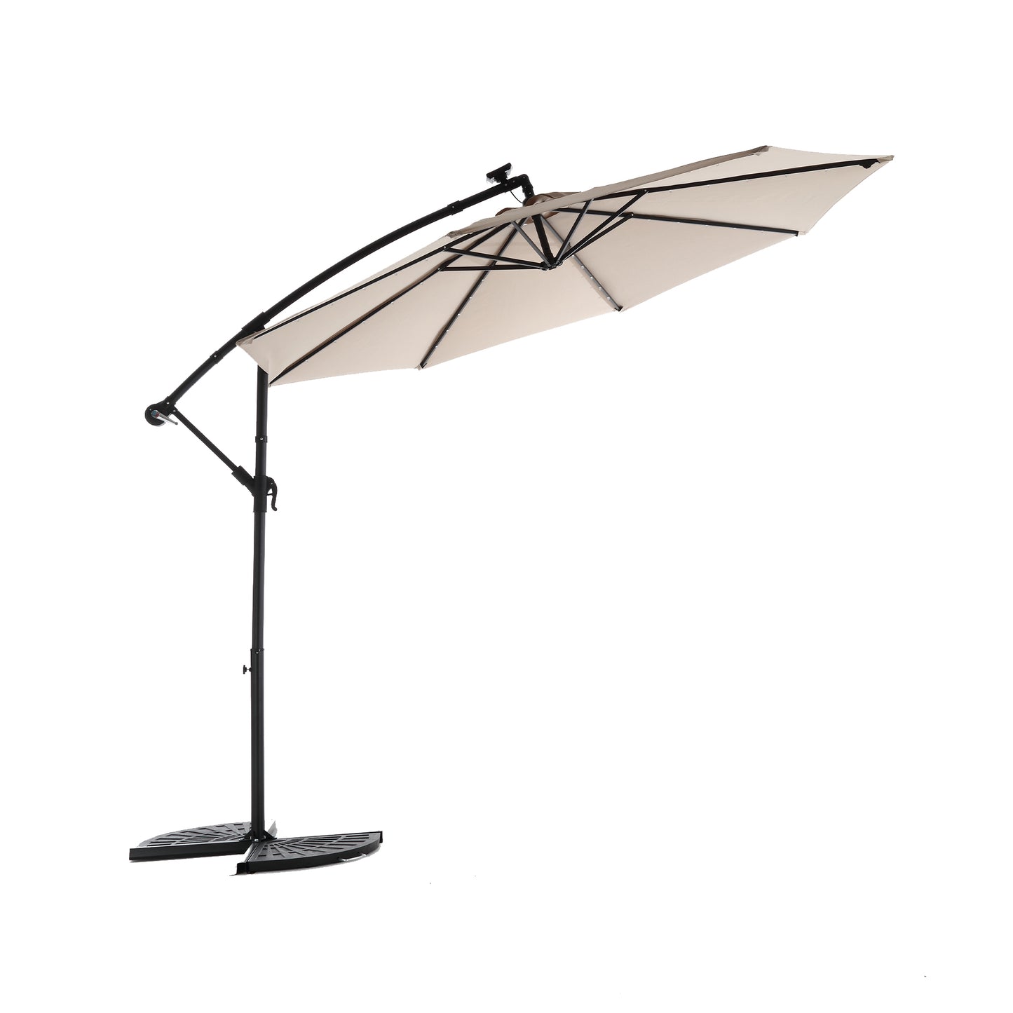 10ft Solar LED Offset Hanging Market Patio Umbrella  ( khaki )