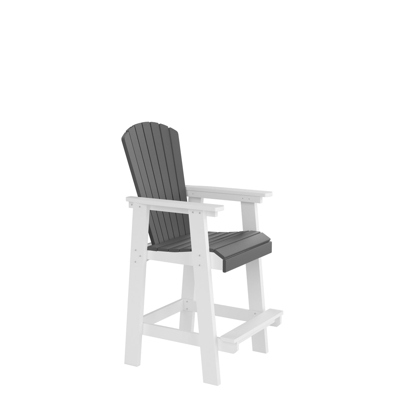 HDPE Bar Chair, Outdoor Tall Adirondack Chairs Set of 2, Patio Bar Stool Chair with High Back White + Gray, Set of 2