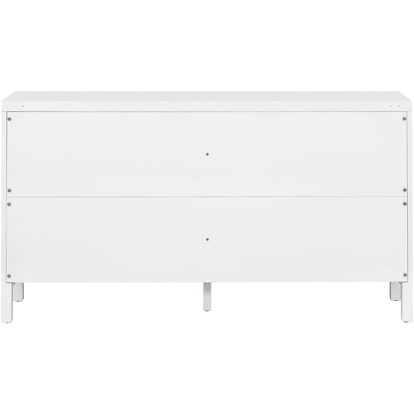 TREXM Large Storage Space Sideboard with Artificial Rattan Door and Metal Handles for Living Room and Entryway (White)