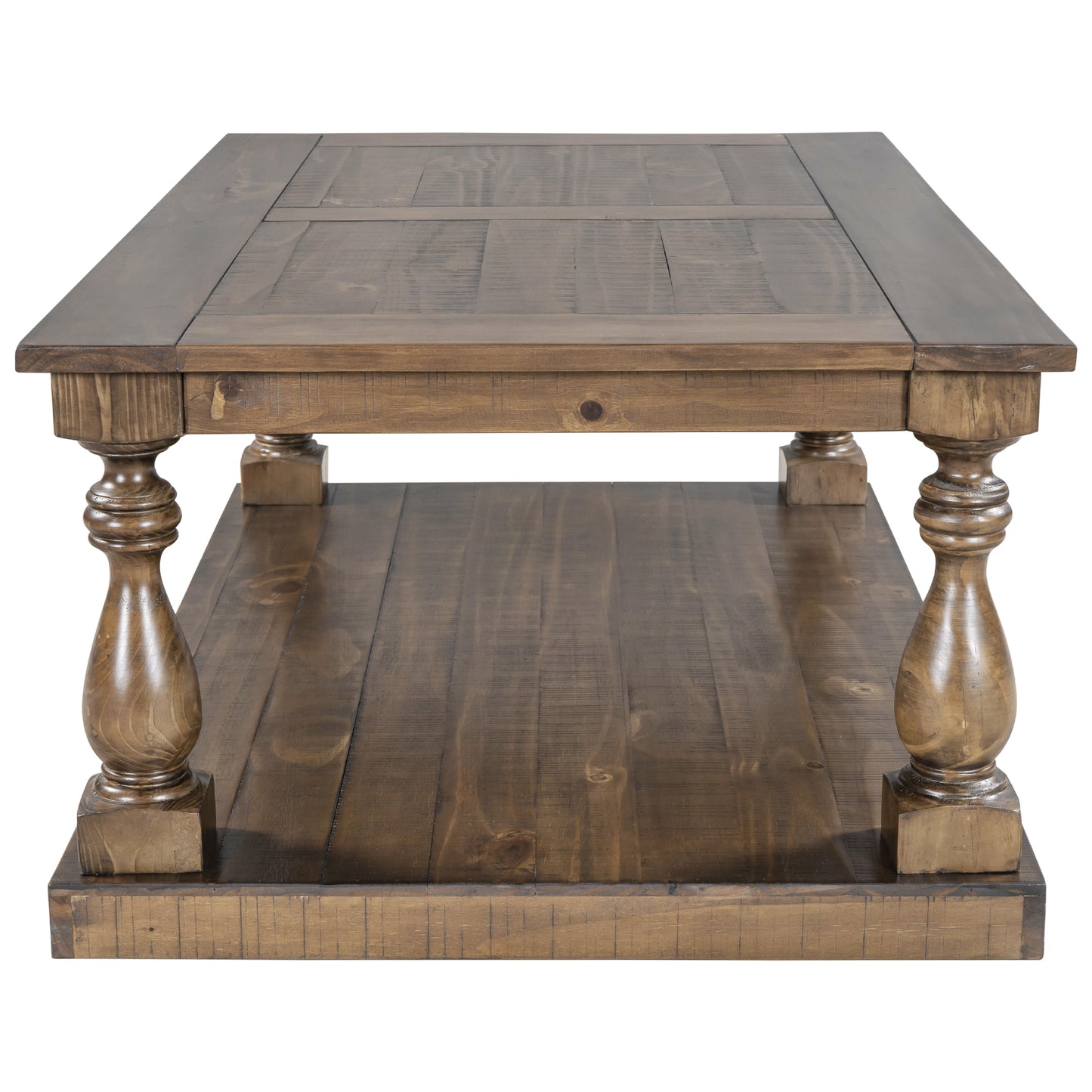 U_STYLE Rustic Floor Shelf Coffee Table with Storage,Solid Pine Wood (As same As WF287269AAE)