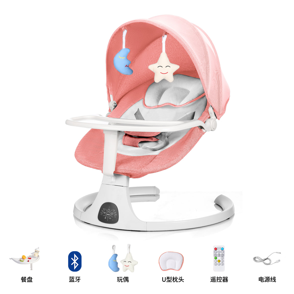 Glavbiku Electric Baby Swing for Infants,Bluetooth Swing Baby Rocking Chair with Intelligent Timing,Gray