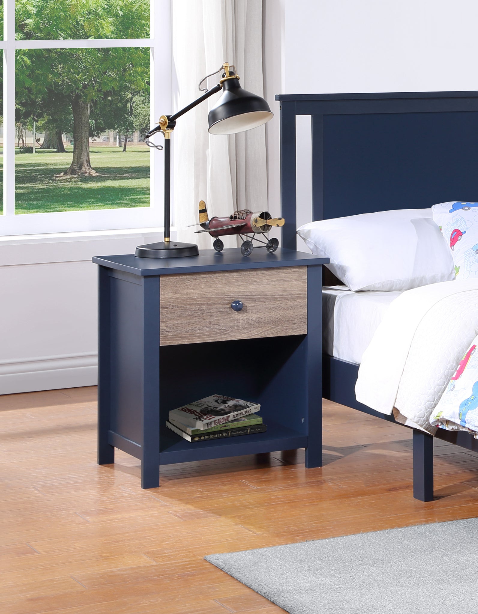 Connelly Nightstand Midnight Blue/Vintage Walnut