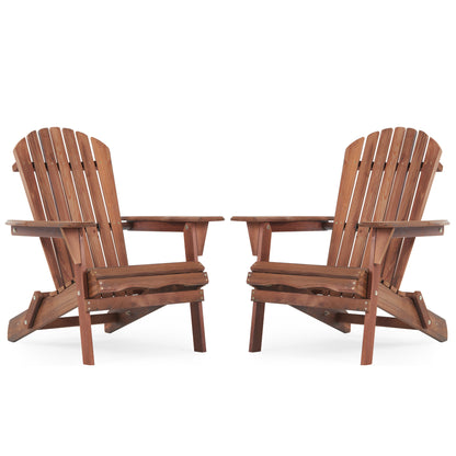 Wooden Outdoor Folding Adirondack Chair Set of 2 Wood Lounge Patio Chair for Garden,Garden, Lawn, Backyard, Deck, Pool Side, Fire Pit,Half Assembled,