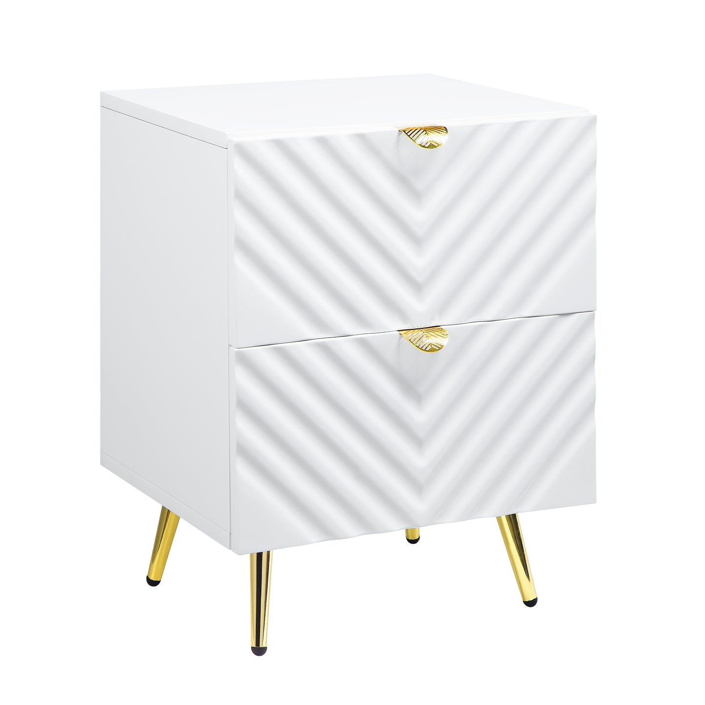 Glavbiku Gaines Nightstand, White High Gloss Finish BD01035