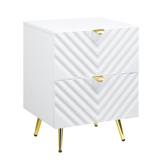 Glavbiku Gaines Nightstand, White High Gloss Finish BD01035