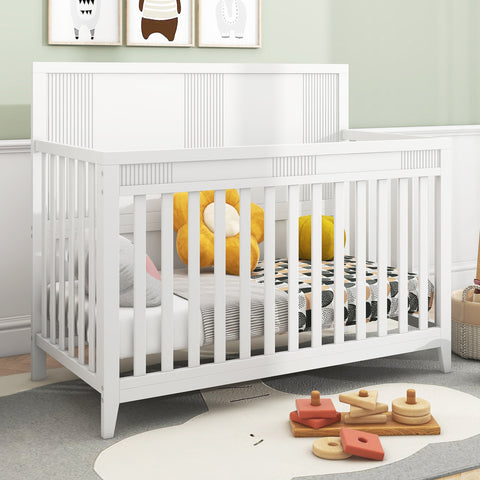 Certified Baby Safe Crib, Pine Solid Wood, Non-Toxic Finish, Snow White