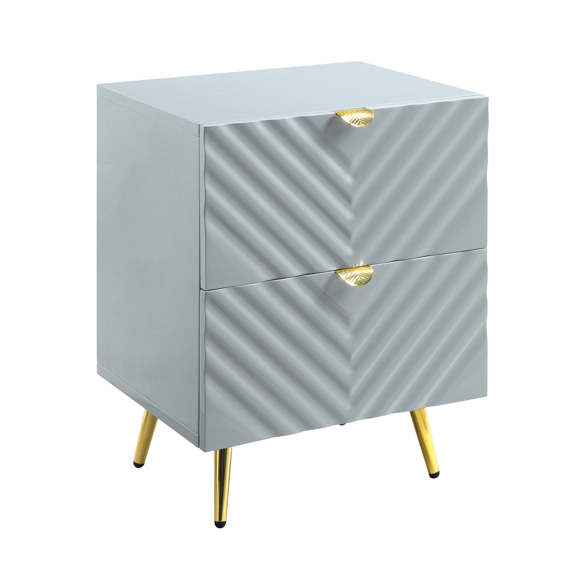 Glavbiku Gaines Nightstand, Gray High Gloss Finish BD01041