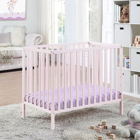 Palmer 3-in-1 Convertible Mini Crib Pastel Pink w/ Mattress Pad