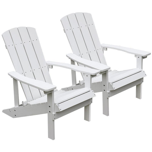 Patio Hips Plastic Adirondack Chair Lounger Weather Resistant Furniture for Lawn Balcony in White (2-Pack)