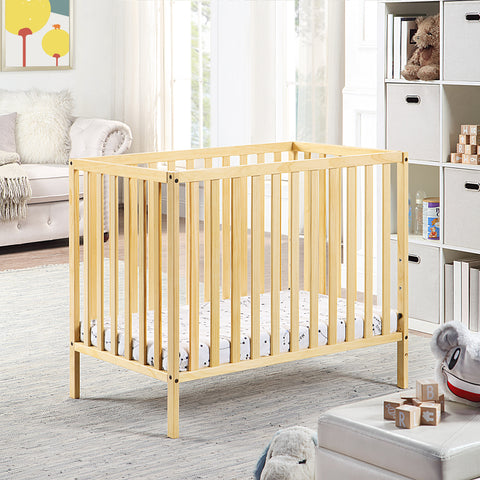 Palmer 3-in-1 Convertible Mini Crib Natural w/ Mattress pad