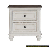 Antique White and Brown-Gray Finish1pc Nightstand of Drawers Black Knobs Traditional Design Bedroom Furniture