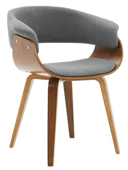 INO Design Bentwood Dining Chair, Modern Fabric Upholstered Wooden Living Room Chair, Accent Chair for Home, Bedroom, Office,Lounge, Grey