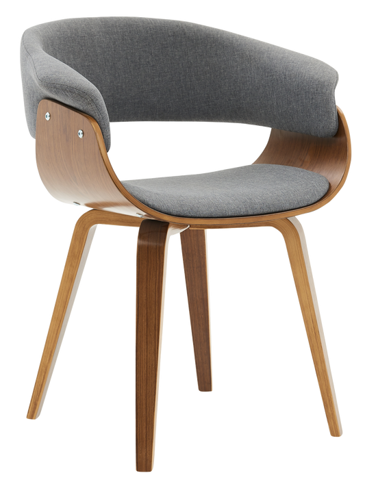 INO Design Bentwood Dining Chair, Modern Fabric Upholstered Wooden Living Room Chair, Accent Chair for Home, Bedroom, Office,Lounge, Grey