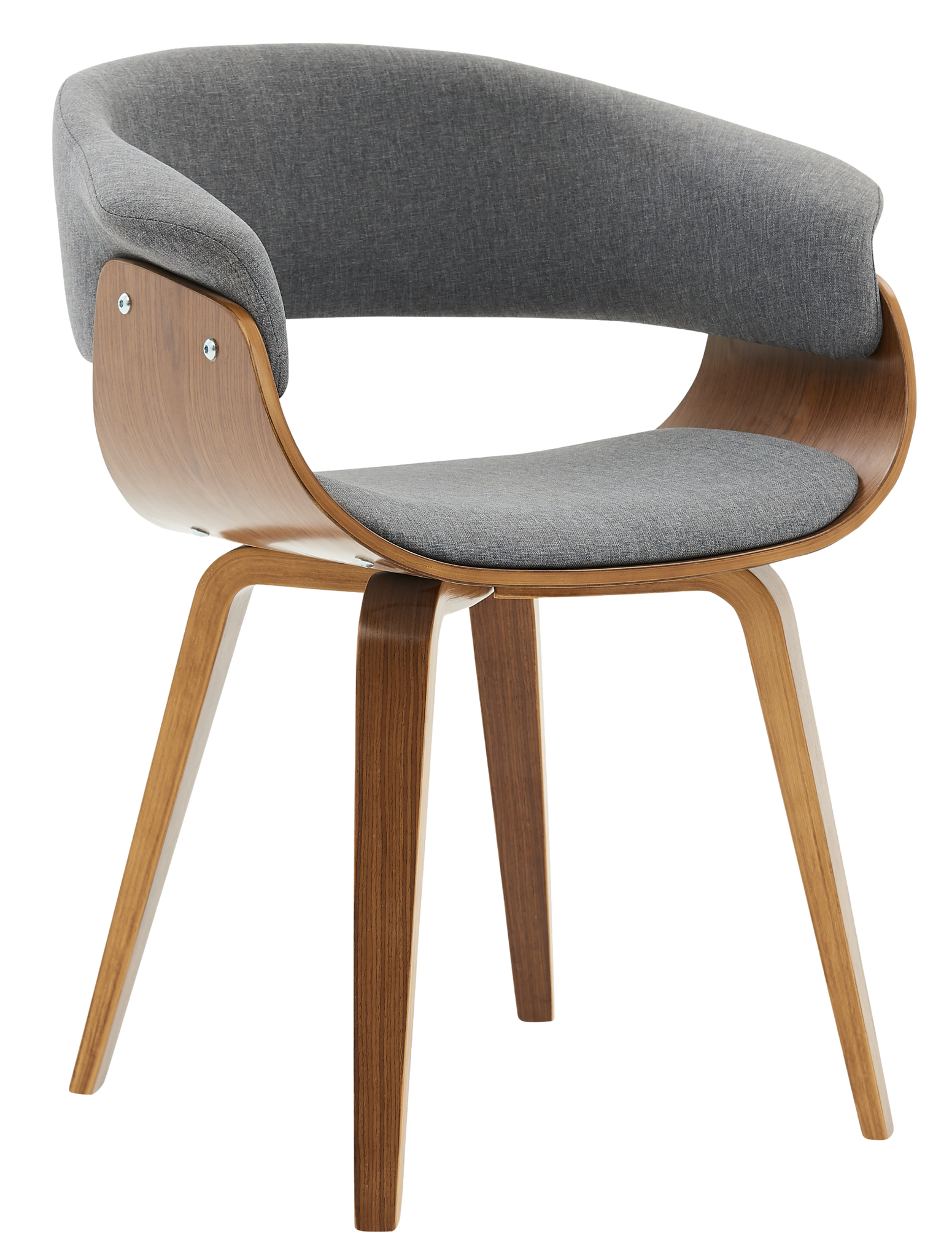 INO Design Bentwood Dining Chair, Modern Fabric Upholstered Wooden Living Room Chair, Accent Chair for Home, Bedroom, Office,Lounge, Grey