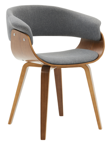 INO Design Bentwood Dining Chair, Modern Fabric Upholstered Wooden Living Room Chair, Accent Chair for Home, Bedroom, Office,Lounge, Grey